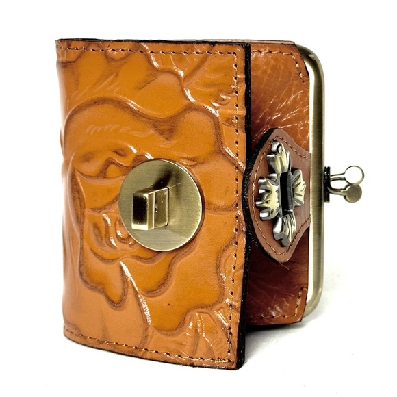 Patricia Nash Casella Embossed Leather Wallet In Cognac Brown - Picture 9 of 16